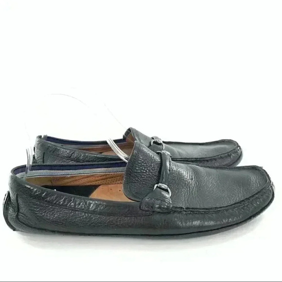 J&M flex Johnston & Murphy loafers size 10 black leather horsebit driving